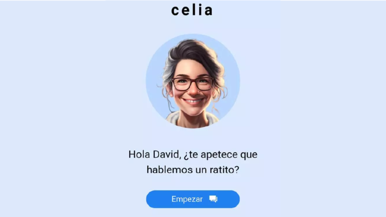 Celia es un asistente virtual disponible las 24 horas del día para dar compañía a los adultos mayores. Tiene un origen español y también se puede descargar como aplicación
